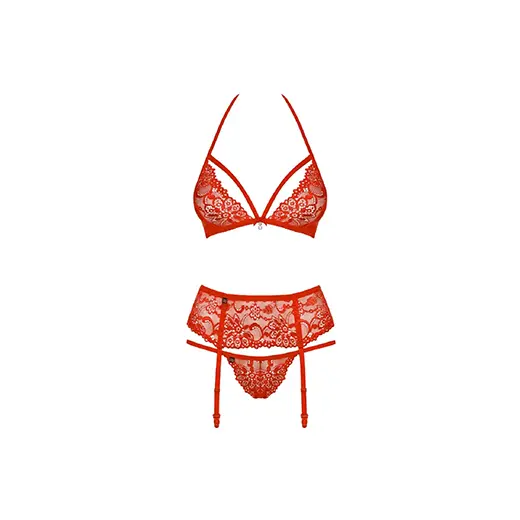 Ensemble 3 pièces avec soutien-gorge et porte-jarretelles Obsessive