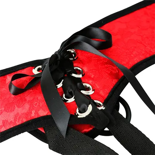 Harnais gode ceinture corset Red Lace