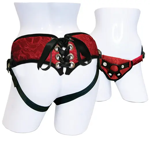 Harnais gode ceinture corset Red Lace